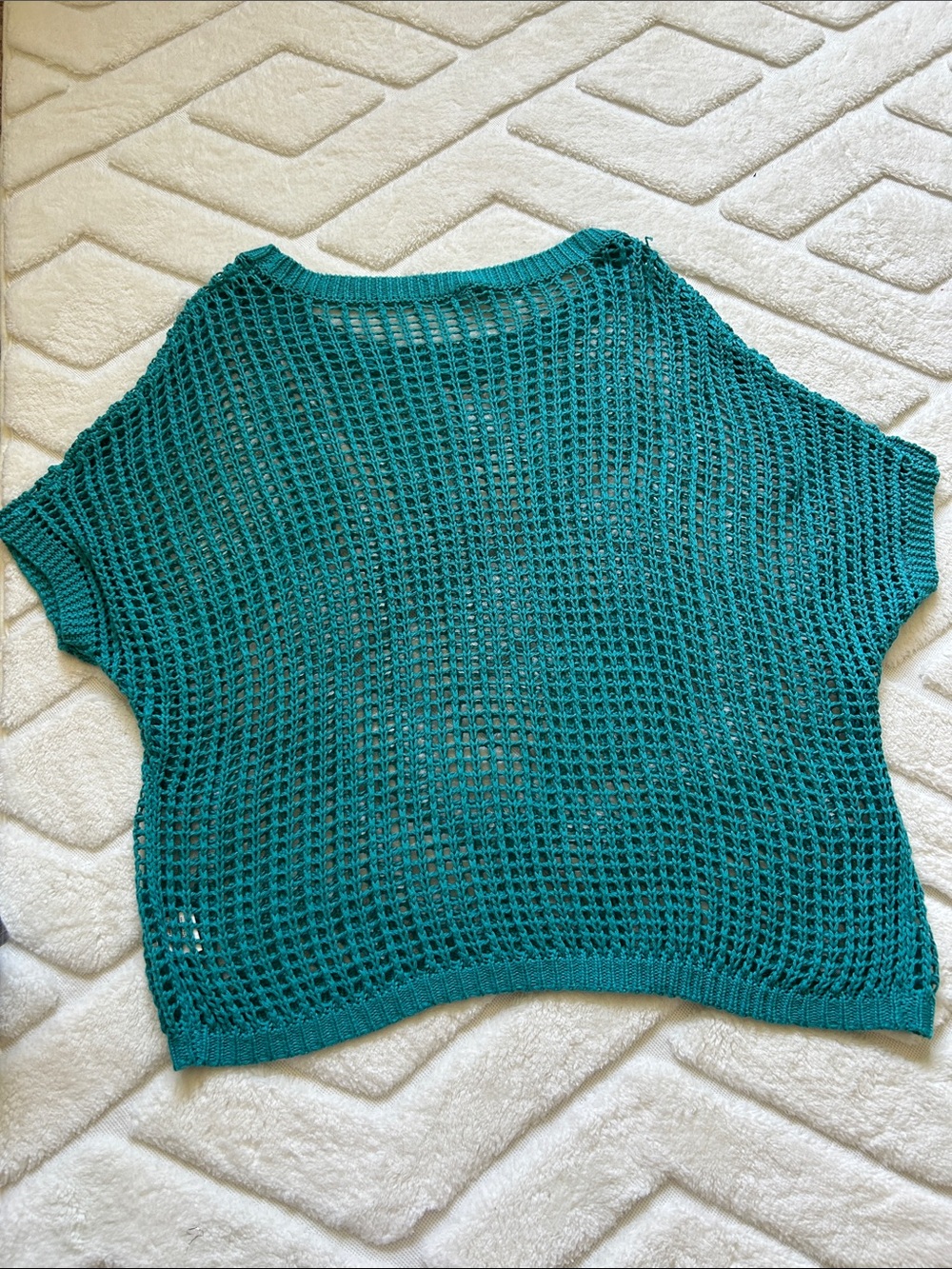 Teal Open-Knit Boxy Sweater Top - Picture 2 of 2